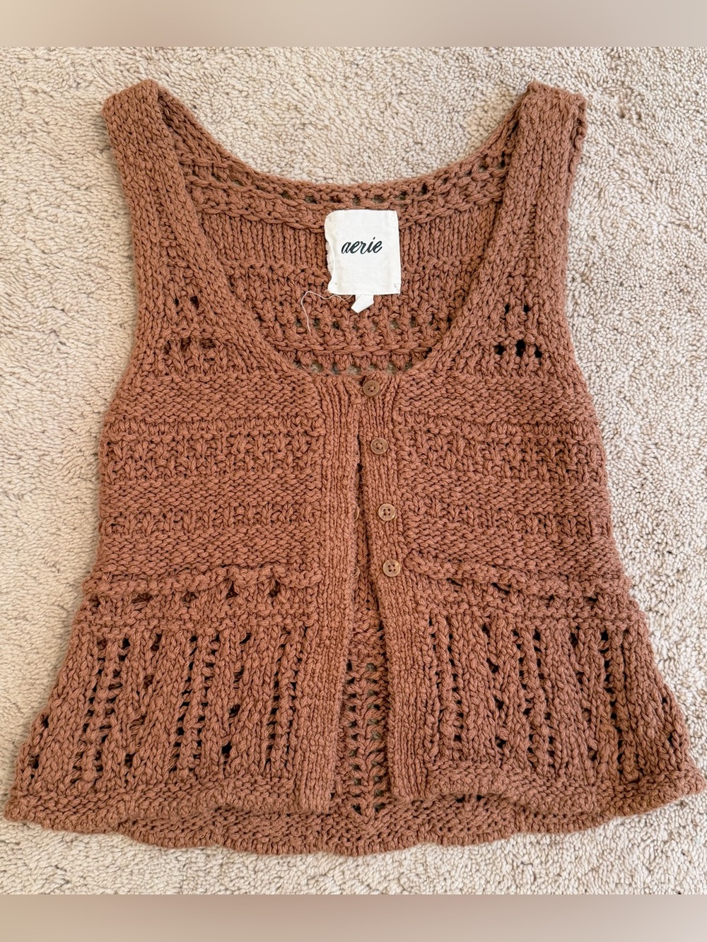 Aerie Crochet Sweater Vest Crop Top Size Extra Small XS NWOT